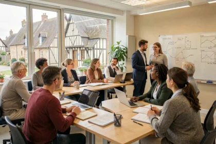 Apprenants adultes en formation professionnelle dans un centre de formation du Calvados, Normandie