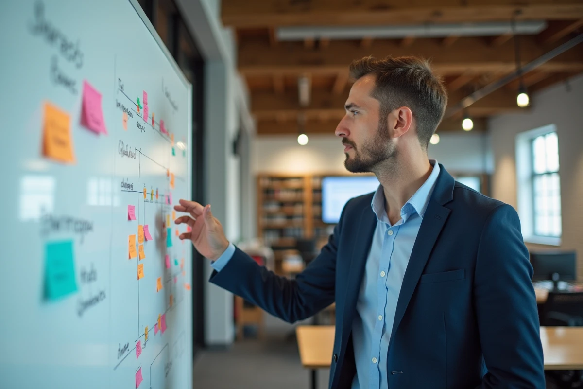 Professionnel discutant près d