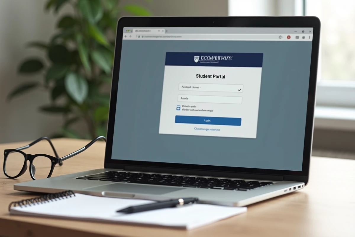 Écran d'ordinateur affichant la page de connexion d'un portail étudiant universitaire pour accéder aux examens