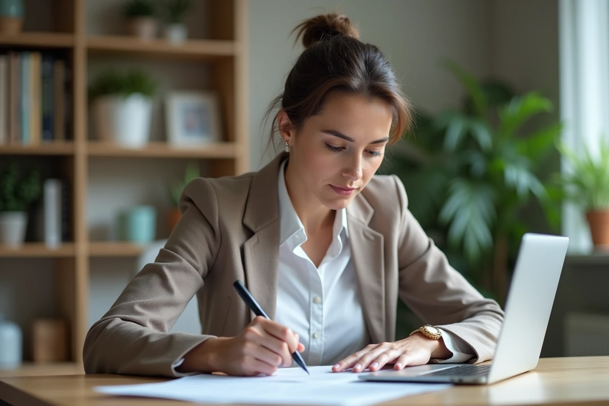 Femme remplissant papier d