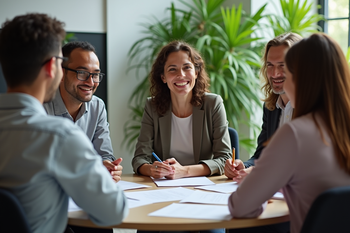 Groupe de coaching dans un espace lumineux et moderne