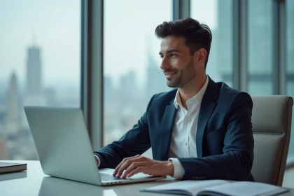 Homme d'affaires en costume dans un bureau moderne