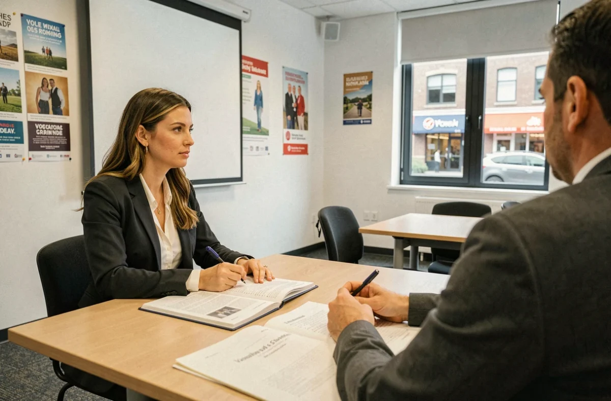 Apprenante en formation professionnelle prenenant des notes lors d'un séminaire à l'IFEP dans le Calvados