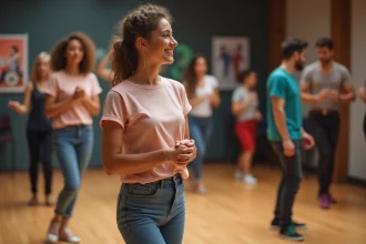 Jeune femme hésitante près de la piste de danse
