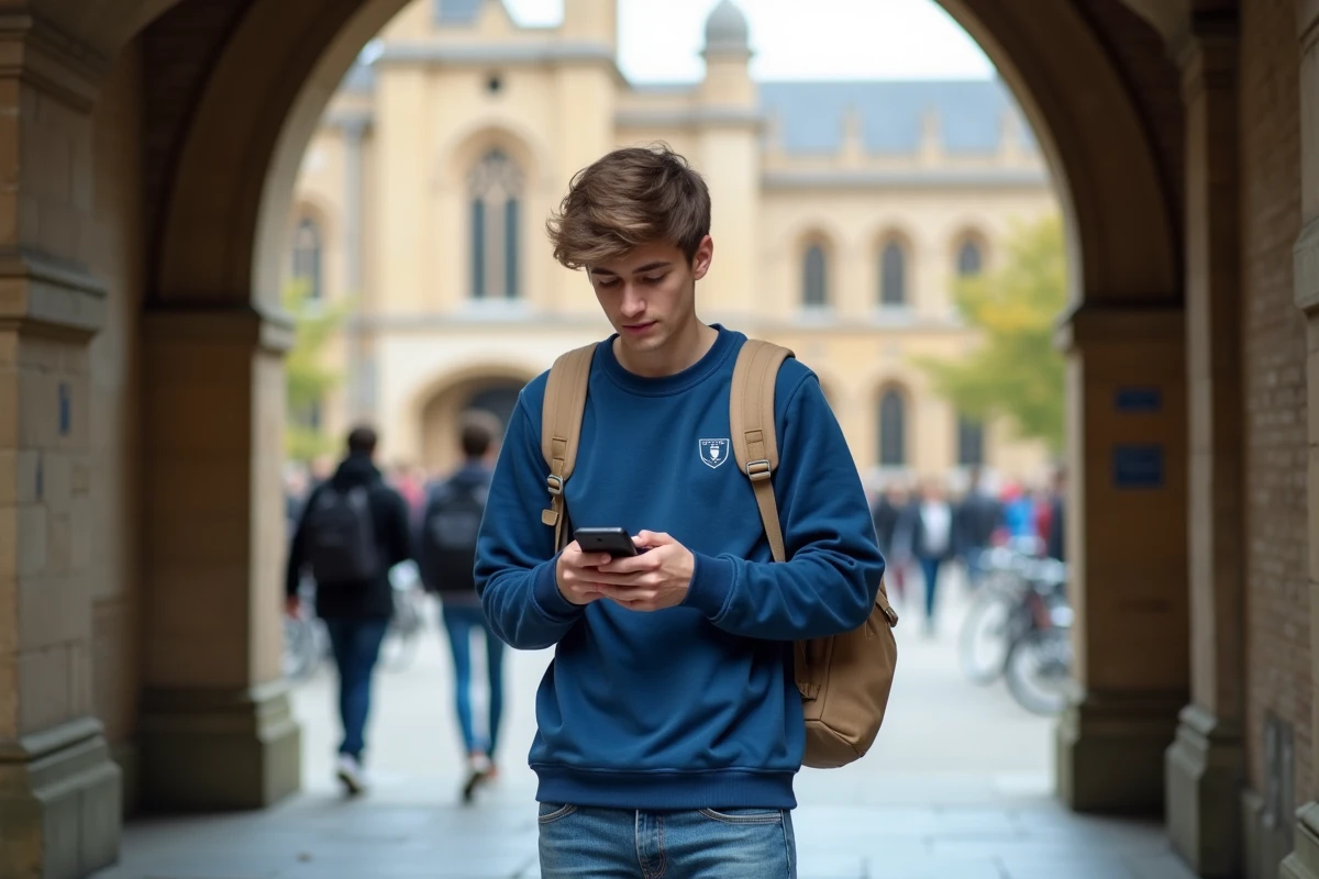 Jeune homme avec sac à dos devant l