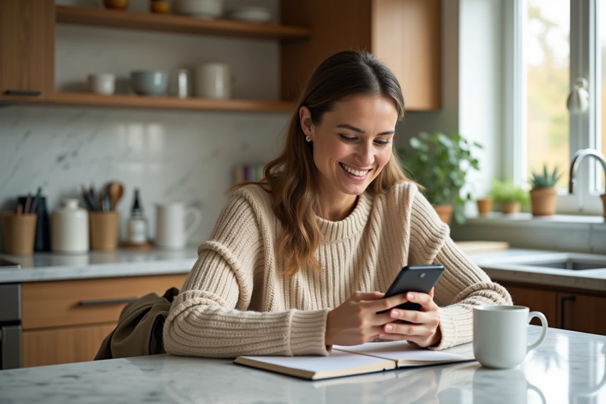 Parent vérifiant les devoirs et messages scolaires de son enfant sur smartphone grâce à Scolinfo