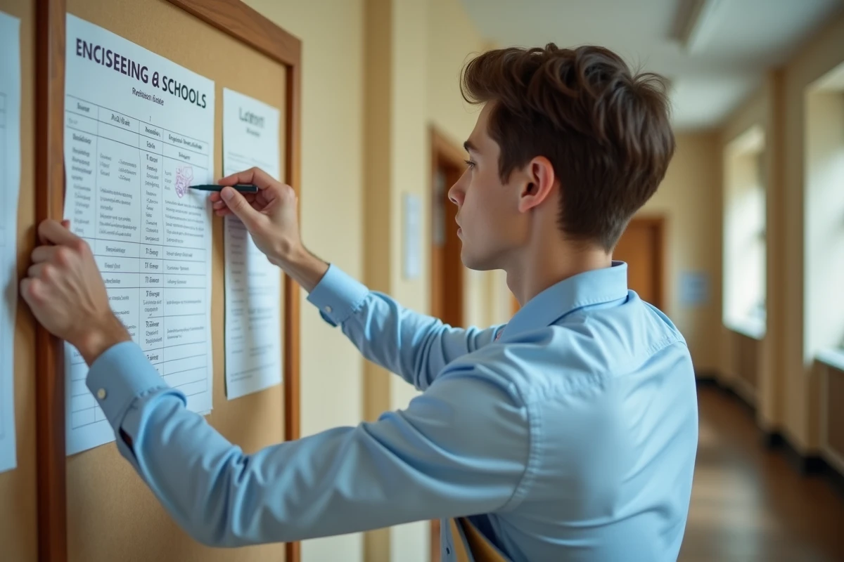 Étudiant en prépa affichant sa liste de vœux pour les écoles d'ingénieurs dans le cadre du concours SCEI